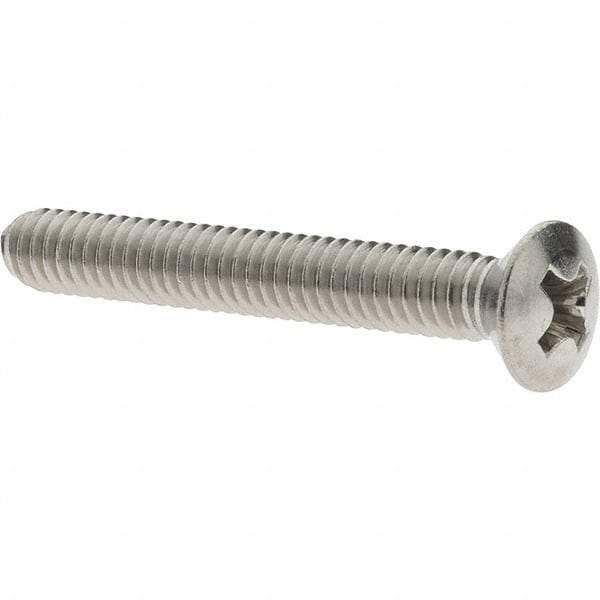 Value Collection - #8-32 UNC, 1-1/4" Length Under Head Phillips Drive Machine Screw - Oval Head, Grade 316 Stainless Steel, Uncoated, Without Washer - Industrial Tool & Supply