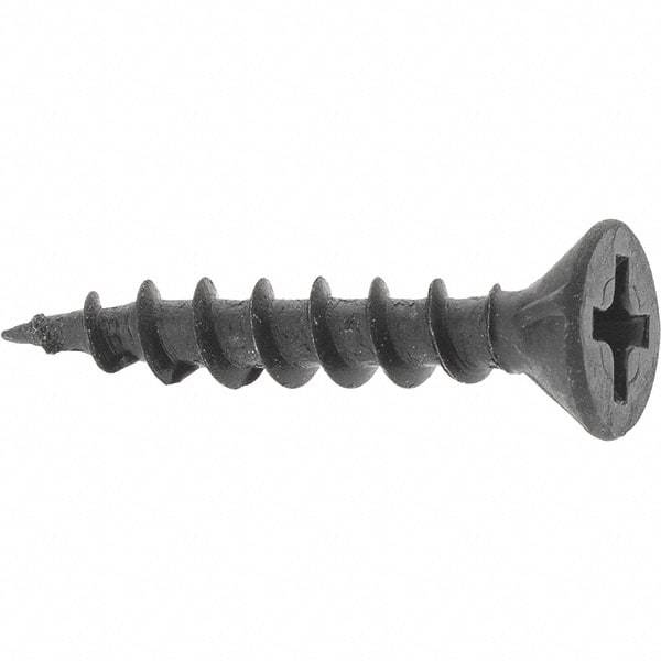Buildex - #8, 1" OAL, Phillips Drive Flat Head, Steel Drywall Screws - Black Oxide Finish, Grade 2 - Industrial Tool & Supply