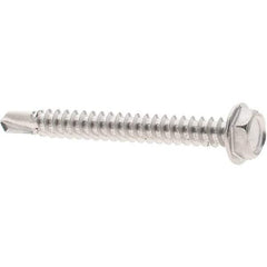 Value Collection - #8, Hex Washer Head, Hex Drive, 1-1/2" Length Under Head, #2 Point, Self Drilling Screw - Grade 410 Stainless Steel - Industrial Tool & Supply