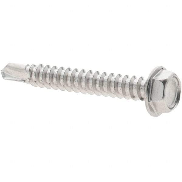 Value Collection - #8, Hex Washer Head, Hex Drive, 1-1/4" Length Under Head, #2 Point, Self Drilling Screw - Grade 410 Stainless Steel - Industrial Tool & Supply