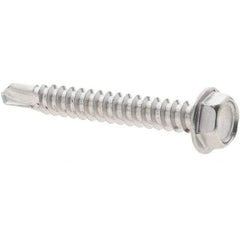 Value Collection - #8, Hex Washer Head, Hex Drive, 1-1/4" Length Under Head, #2 Point, Self Drilling Screw - Grade 410 Stainless Steel - Industrial Tool & Supply
