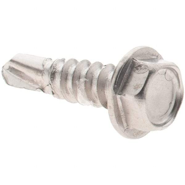 Value Collection - #8, Hex Washer Head, Hex Drive, 5/8" Length Under Head, #2 Point, Self Drilling Screw - Grade 410 Stainless Steel - Industrial Tool & Supply