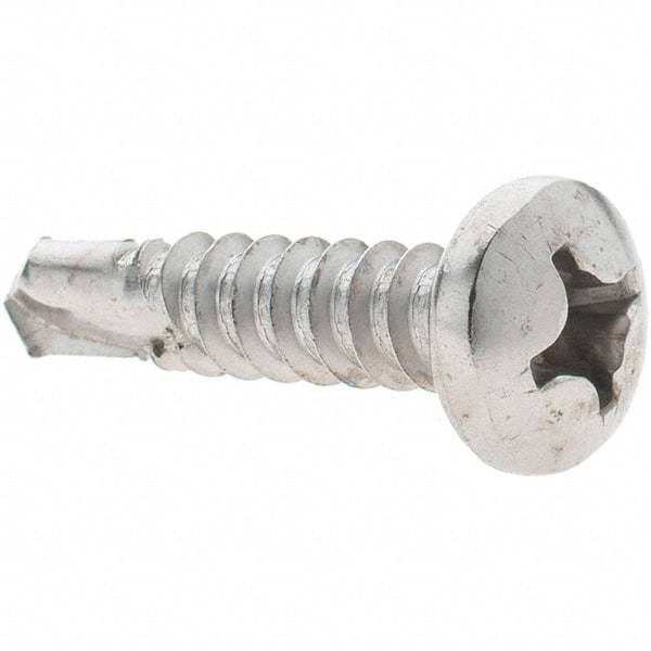 Value Collection - #12, Pan Head, Phillips Drive, 1" Length Under Head, #3 Point, Self Drilling Screw - Grade 410 Stainless Steel - Industrial Tool & Supply
