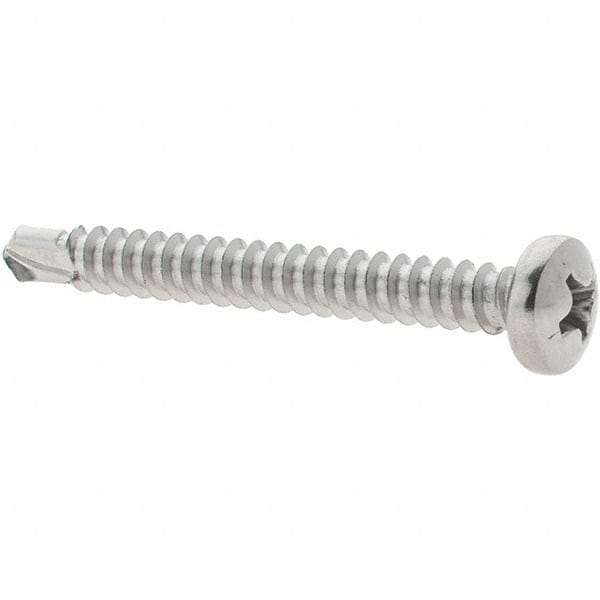 Value Collection - #8, Pan Head, Phillips Drive, 1-1/2" Length Under Head, #2 Point, Self Drilling Screw - Grade 410 Stainless Steel - Industrial Tool & Supply
