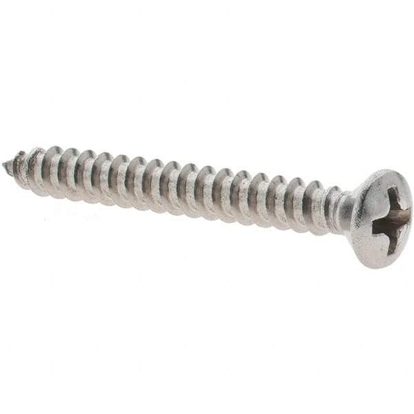 Value Collection - #6 Oval Head Phillips Sheet Metal Screw - Stainless Steel, 1-1/4" Length Under Head, Grade 18-8 - Industrial Tool & Supply