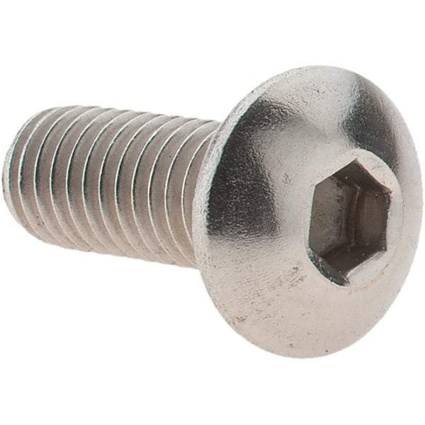 Value Collection - M5x0.80 Metric Coarse Hex Socket Drive, Button Screw - Grade 18-8 & Austenitic A2 Stainless Steel, Uncoated, Fully Threaded, 12mm Length Under Head - Industrial Tool & Supply