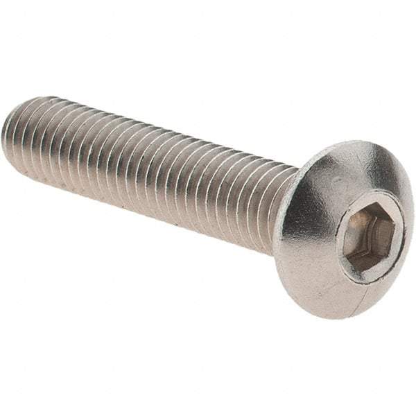 Value Collection - M5x0.80 Metric Coarse Hex Socket Drive, Button Screw - Grade 18-8 & Austenitic A2 Stainless Steel, Uncoated, Partially Threaded, 25mm Length Under Head - Industrial Tool & Supply