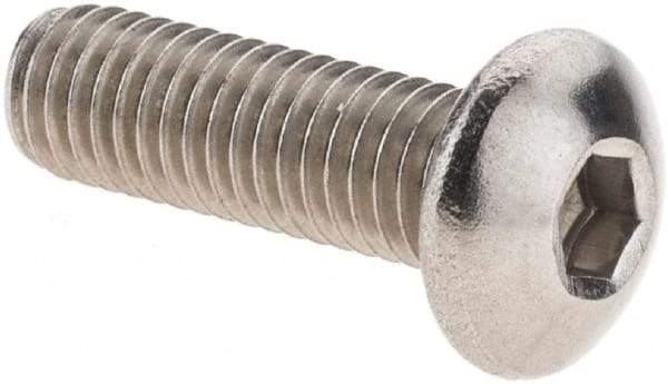 Value Collection - M5x0.80 Metric Coarse Hex Socket Drive, Button Screw - Grade 18-8 Stainless Steel, Fully Threaded, 16mm Length Under Head - Industrial Tool & Supply