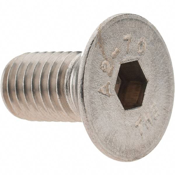 Value Collection - M10x1.50 Metric Coarse Hex Socket Drive, 90° Flat Screw - Grade 18-8 & Austenitic A2 Stainless Steel, Fully Threaded, 20mm OAL - Industrial Tool & Supply