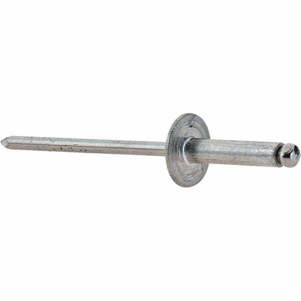 Value Collection - Size 46 Large Flange Dome Head Aluminum Open End Blind Rivet - Steel Mandrel, 0.251" to 3/8" Grip, 3/8" Head Diam, 0.129" to 0.133" Hole Diam, 0.525" Length Under Head, 1/8" Body Diam - Industrial Tool & Supply