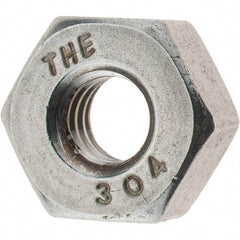 Value Collection - 1/4-20 UNC Stainless Steel Right Hand Heavy Hex Nut - 1/2" Across Flats, 15/64" High, Uncoated - Industrial Tool & Supply