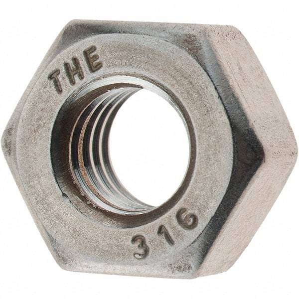 Value Collection - 5/16-18 UNC Stainless Steel Right Hand Heavy Hex Nut - 9/16" Across Flats, 19/64" High, Uncoated - Industrial Tool & Supply