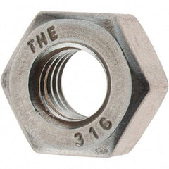 Value Collection - 5/16-18 UNC Stainless Steel Right Hand Heavy Hex Nut - 9/16" Across Flats, 19/64" High, Uncoated - Industrial Tool & Supply