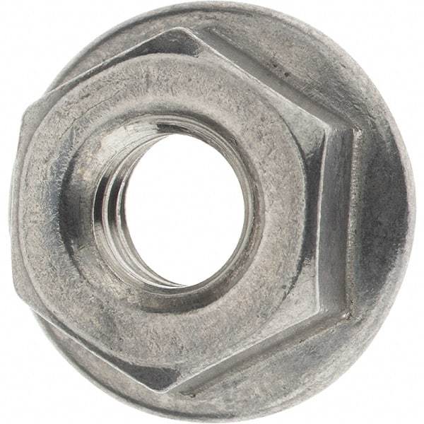 Value Collection - 1/4-20, 19/32" Flange Diam, Serrated Flange Nut - Grade 18-8 Stainless Steel, 0.236" Flange Height - Industrial Tool & Supply