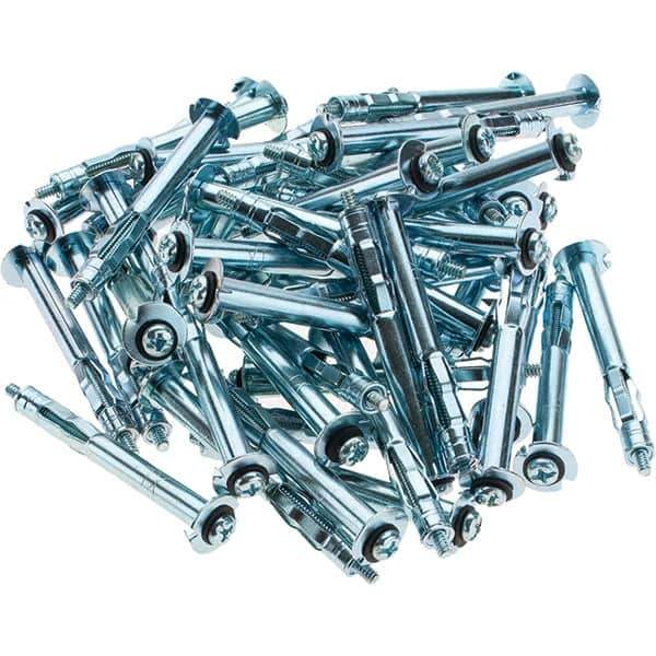Value Collection - 1/8" Diam, 2-1/2" Long, 1/4 to 1/2" Thick, Sleeve Drywall & Hollow Wall Anchor - Steel, Use with Concrete/Masonry, Drywall & Plywood - Industrial Tool & Supply
