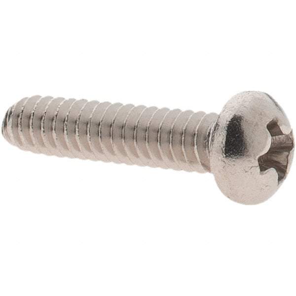 Made in USA - #4-40 UNC, 1/2" Length Under Head Phillips Drive Machine Screw - Round Head, Grade 18-8 Stainless Steel, Uncoated, Without Washer - Industrial Tool & Supply