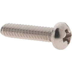 Made in USA - #4-40 UNC, 1/2" Length Under Head Phillips Drive Machine Screw - Round Head, Grade 18-8 Stainless Steel, Uncoated, Without Washer - Industrial Tool & Supply