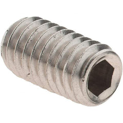 Made in USA - 5/16-18 UNC, 5/8" OAL, Cup Point Set Screw - Grade 18-8 Stainless Steel, 3/32" Key - Industrial Tool & Supply