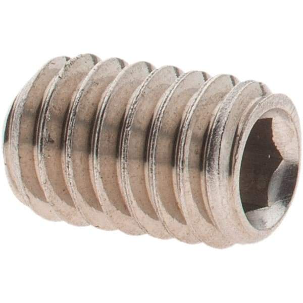 Made in USA - 5/16-18 UNC, 1/2" OAL, Cup Point Set Screw - Grade 18-8 Stainless Steel, 5/32" Key - Industrial Tool & Supply