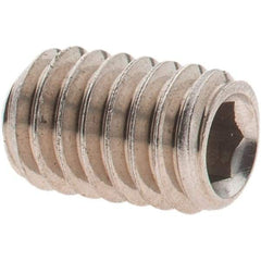 Made in USA - 5/16-18 UNC, 1/2" OAL, Cup Point Set Screw - Grade 18-8 Stainless Steel, 5/32" Key - Industrial Tool & Supply