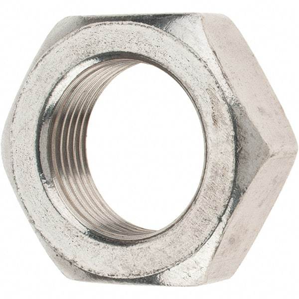 Value Collection - 1-14 UNC Stainless Steel Right Hand Hex Jam Nut - 1-1/2" Across Flats, 35/64" High - Industrial Tool & Supply