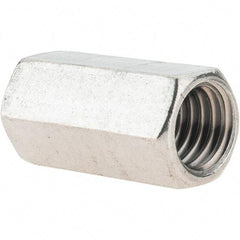 Value Collection - 1/2-13 UNC, 1-1/4" OAL Stainless Steel Standard Coupling Nut - 5/8" Width Across Flats - Industrial Tool & Supply
