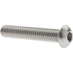 Made in USA - 5/16-18 UNC Hex Socket Drive, Button Screw - Grade 18.8 Stainless Steel, Fully Threaded, 1-3/4" Length Under Head - Industrial Tool & Supply