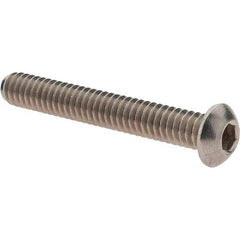 Value Collection - 1/4-20 UNC Hex Socket Drive, Button Screw - Grade 18.8 Stainless Steel, Fully Threaded, 1-3/4" Length Under Head - Industrial Tool & Supply