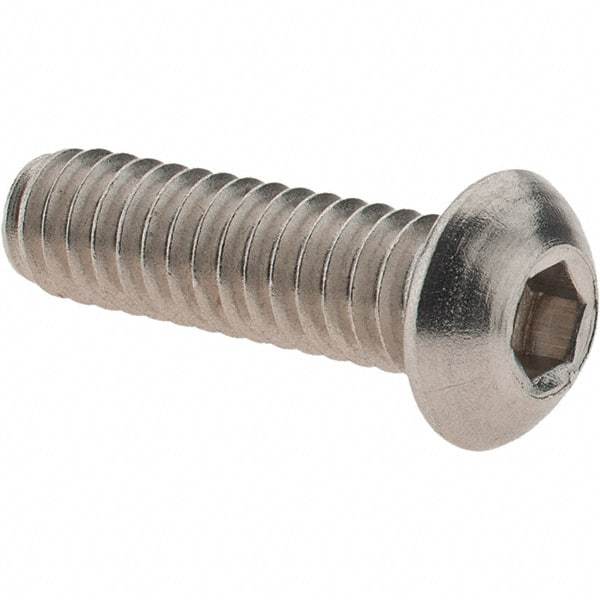 Value Collection - 1/4-20 UNC Hex Socket Drive, Button Screw - Grade 18.8 Stainless Steel, Fully Threaded, 7/8" Length Under Head - Industrial Tool & Supply