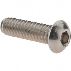 Value Collection - 1/4-20 UNC Hex Socket Drive, Button Screw - Grade 18.8 Stainless Steel, Fully Threaded, 7/8" Length Under Head - Industrial Tool & Supply