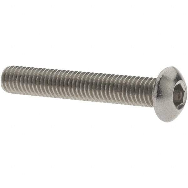 Value Collection - #10-32 UNF Hex Socket Drive, Button Screw - Grade 18.8 Stainless Steel, Fully Threaded, 1-1/4" Length Under Head - Industrial Tool & Supply