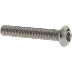 Value Collection - #10-32 UNF Hex Socket Drive, Button Screw - Grade 18.8 Stainless Steel, Fully Threaded, 1-1/4" Length Under Head - Industrial Tool & Supply