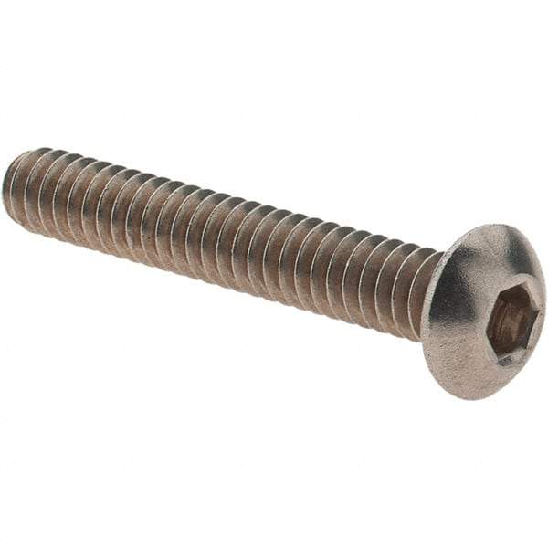 Value Collection - #10-24 UNC Hex Socket Drive, Button Screw - Grade 18.8 Stainless Steel, Fully Threaded, 1-1/4" Length Under Head - Industrial Tool & Supply