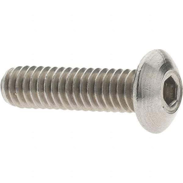 Value Collection - #8-32 UNC Hex Socket Drive, Button Screw - Grade 18-8 Stainless Steel, 5/8" Length Under Head - Industrial Tool & Supply