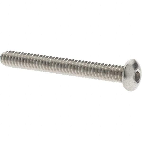 Value Collection - #4-40 UNC Hex Socket Drive, Button Screw - Grade 18.8 Stainless Steel, Fully Threaded, 1" Length Under Head - Industrial Tool & Supply