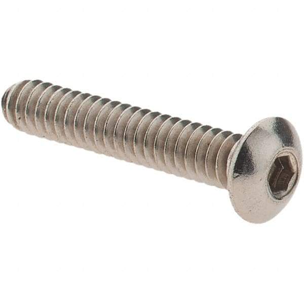 Made in USA - #4-40 UNC Hex Socket Drive, Button Screw - Grade 18.8 Stainless Steel, Fully Threaded, 5/8" Length Under Head - Industrial Tool & Supply