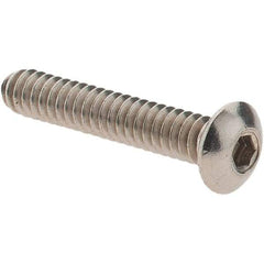 Made in USA - #4-40 UNC Hex Socket Drive, Button Screw - Grade 18.8 Stainless Steel, Fully Threaded, 5/8" Length Under Head - Industrial Tool & Supply
