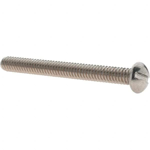 Value Collection - 1/4-20 UNC, 2-1/2" Length Under Head Slotted Drive Machine Screw - Round Head, Grade 18-8 Stainless Steel, Uncoated, Without Washer - Industrial Tool & Supply