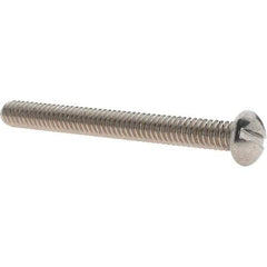 Value Collection - 1/4-20 UNC, 2-1/2" Length Under Head Slotted Drive Machine Screw - Round Head, Grade 18-8 Stainless Steel, Uncoated, Without Washer - Industrial Tool & Supply