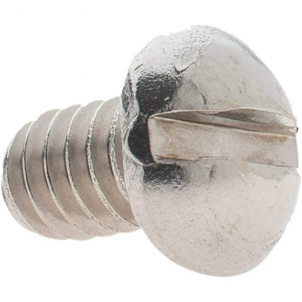 Value Collection - 1/4-20 UNC, 3/8" Length Under Head Slotted Drive Machine Screw - Round Head, Grade 18-8 Stainless Steel, Uncoated, Without Washer - Industrial Tool & Supply