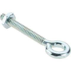 Value Collection - #10-24, Zinc-Plated Finish, Steel Wire Turned Eye Bolt - 1-3/16" Thread Length, 9/32" ID, 1-7/16" Shank Length - Industrial Tool & Supply
