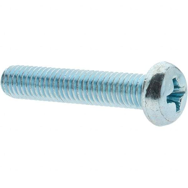 Value Collection - M5x0.80, 25mm Length Under Head Phillips Drive Machine Screw - Pan Head, Grade 4.8 Steel, Zinc-Plated Finish, Without Washer - Industrial Tool & Supply