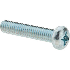 Value Collection - M6x1.00, 30mm Length Under Head Phillips Drive Machine Screw - Pan Head, Grade 4.8 Steel, Zinc-Plated Finish, Without Washer - Industrial Tool & Supply