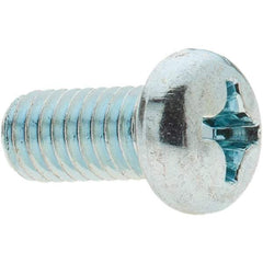 Value Collection - M6x1.00, 12mm Length Under Head Phillips Drive Machine Screw - Pan Head, Grade 4.8 Steel, Zinc-Plated Finish, Without Washer - Industrial Tool & Supply
