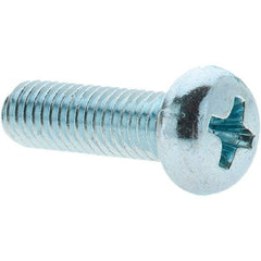 Value Collection - M5x0.80, 16mm Length Under Head Phillips Drive Machine Screw - Pan Head, Grade 4.8 Steel, Zinc-Plated Finish, Without Washer - Industrial Tool & Supply