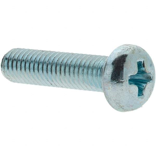 Value Collection - M5x0.80, 20mm Length Under Head Phillips Drive Machine Screw - Pan Head, Grade 4.8 Steel, Zinc-Plated Finish, Without Washer - Industrial Tool & Supply