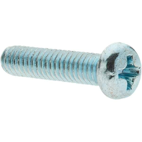 Value Collection - M4x0.70, 16mm Length Under Head Phillips Drive Machine Screw - Pan Head, Grade 4.8 Steel, Zinc-Plated Finish, Without Washer - Industrial Tool & Supply