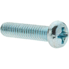 Value Collection - M4x0.70, 16mm Length Under Head Phillips Drive Machine Screw - Pan Head, Grade 4.8 Steel, Zinc-Plated Finish, Without Washer - Industrial Tool & Supply