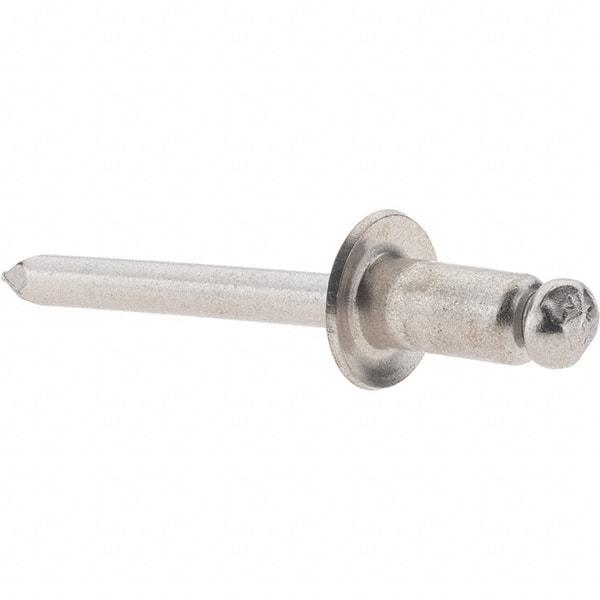 Value Collection - Size 84 Dome Head Stainless Steel Open End Blind Rivet - Stainless Steel Mandrel, 0.062" to 1/4" Grip, 1/2" Head Diam, 0.257" to 0.261" Hole Diam, 1/2" Length Under Head, 1/4" Body Diam - Industrial Tool & Supply