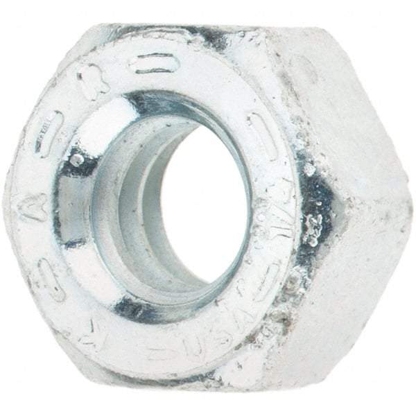 Value Collection - 1/4-20 UNC Steel Right Hand Hex Nut - 7/16" Across Flats, 7/32" High, Zinc Yellow Dichromate Finish - Industrial Tool & Supply